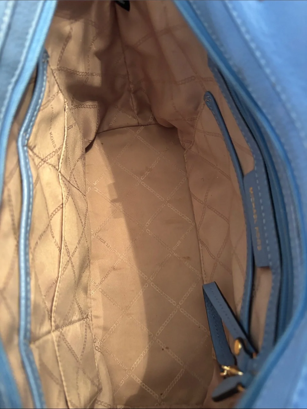 Michael Kors Blue Leather Tote with Tan Straps - Picture 4 of 4